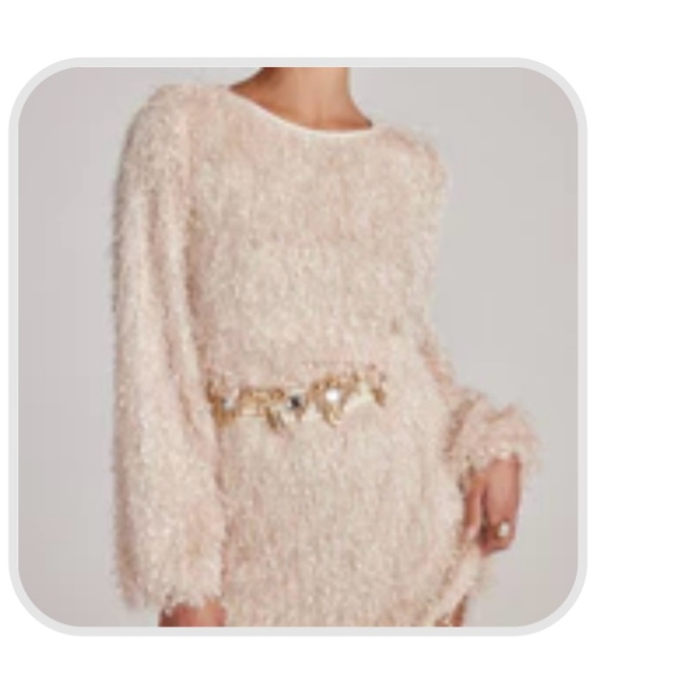12Th Tribe Let's Boogie Cream Long Sleeve Mini Dress